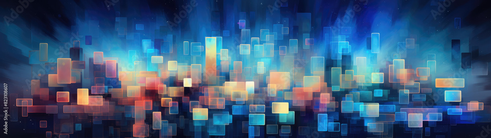 Abstract Digital Cityscape with Glowing Lights Abstract Digital Cityscape with Glowing Lights