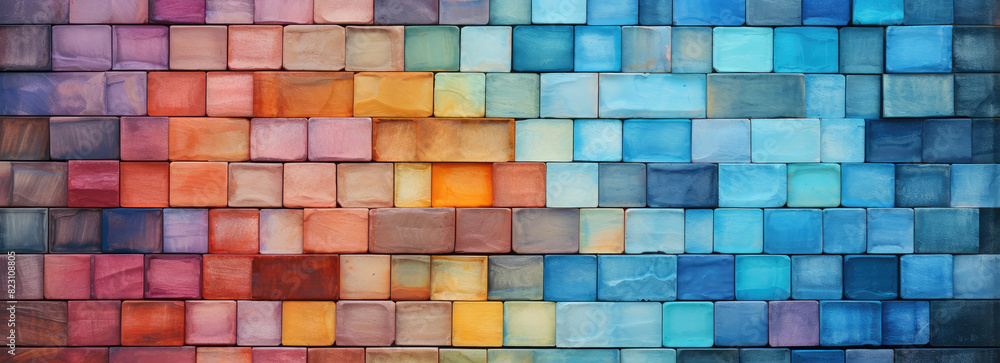 Rainbow Hued Mosaic Wall Tiles Background Rainbow Hued Mosaic Wall Tiles Background