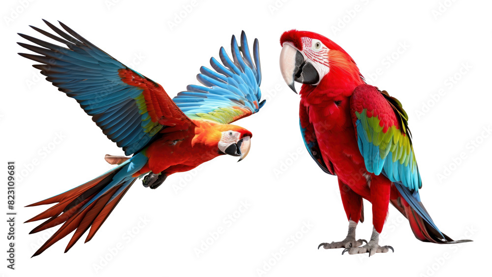 Fototapeta premium Colorful Parrots png on transparent background
