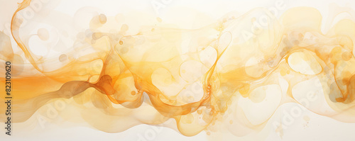 Abstract Golden Smoke Waves on White Background