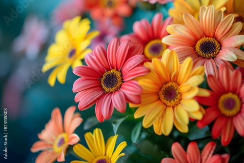Wallpaper Mural Colorful flowers sit in vase on table Torontodigital.ca