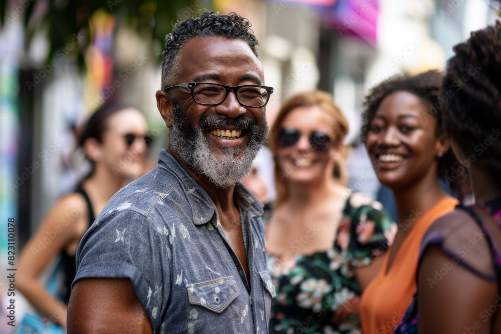 Portrait of a smiling african american man with friends in the background Portrait of a smiling african american man with friends in the background
