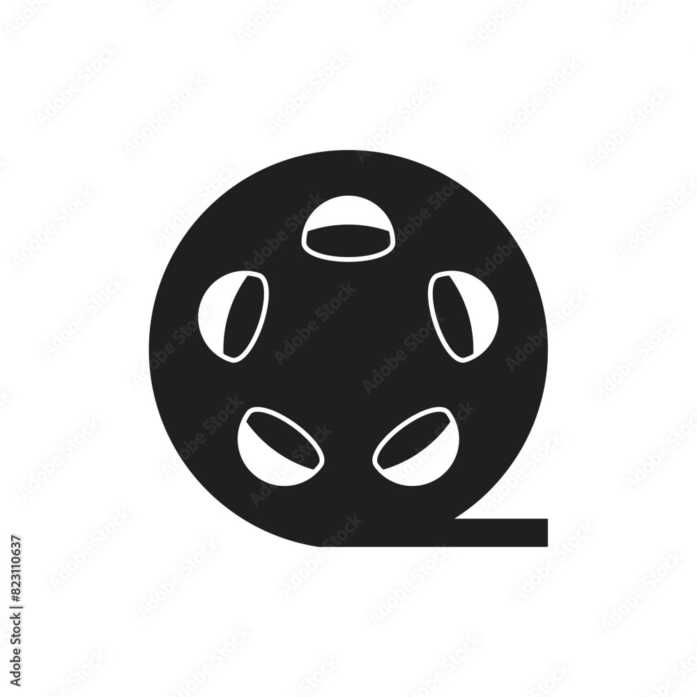 film reel icon in flat style with background. film reel icon in flat style with background.
