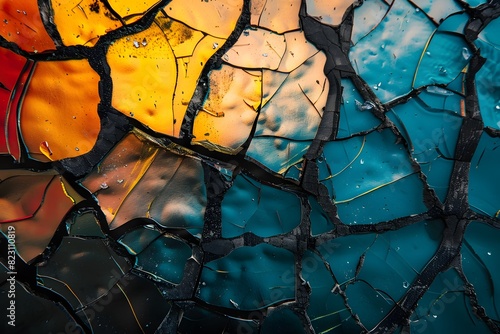 Close up of colorful mosaic glass piece on black background photo