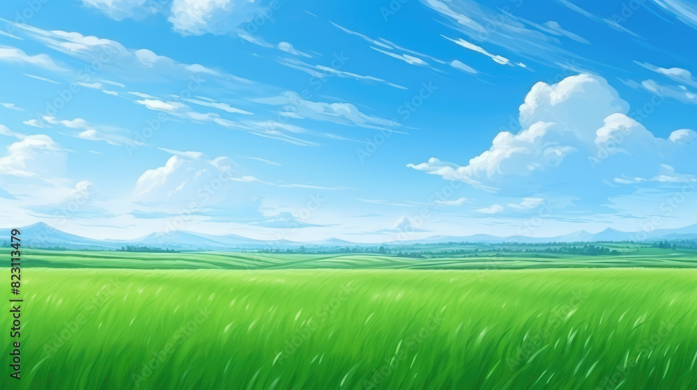 Serene Green Fields Under Blue Skies Serene Green Fields Under Blue Skies
