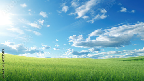 Lush Green Pastures Under a Sunny Blue Sky