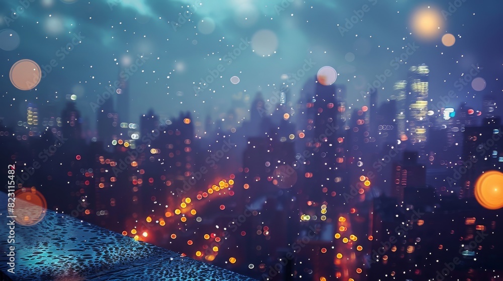 Nighttime cityscape, mesmerizing and illuminated, bokeh lights. Generative AI. Nighttime cityscape, mesmerizing and illuminated, bokeh lights. Generative AI.