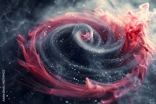 Close up of spiral smoke with red substance photo