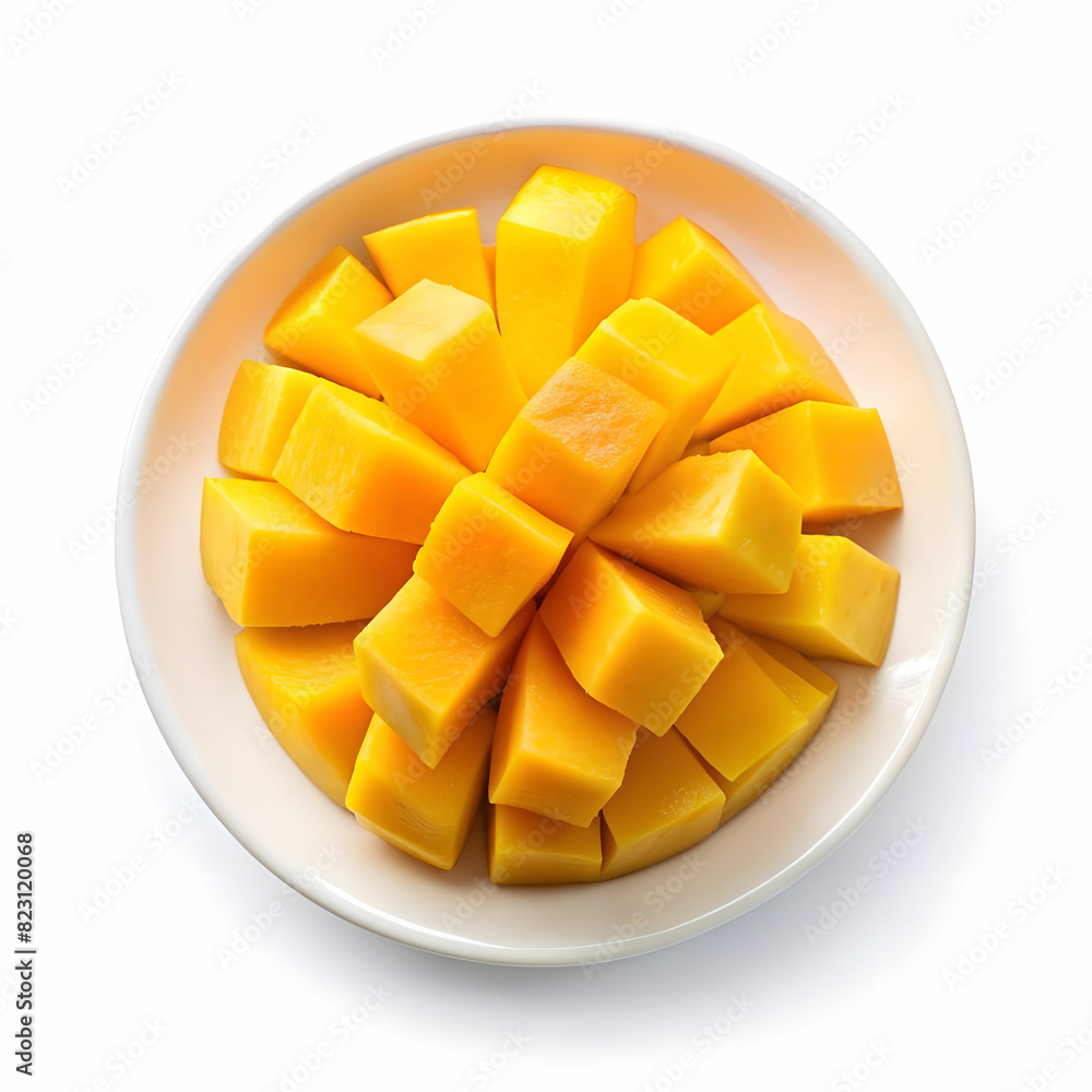 High angle view of mango slice