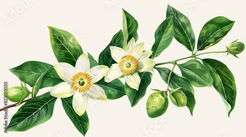 Wallpaper Mural This old botanical illustration depicts a passion fruit blossom isolated on a transparent background Torontodigital.ca