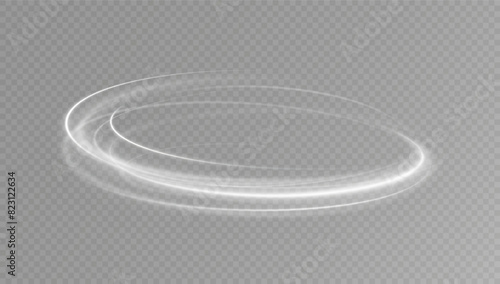 Light white Twirl. Curve light effect of white line. Glowing white spiral. The effect of high-speed abstract lines. Rotating shiny rings.	