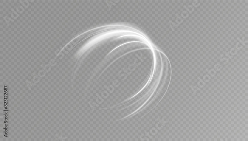 Light white Twirl. Curve light effect of white line. Glowing white spiral. The effect of high-speed abstract lines. Rotating shiny rings.	