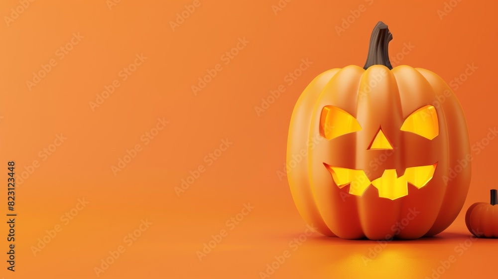 Animated 3D pumpkin banner template with copy space Animated 3D pumpkin banner template with copy space