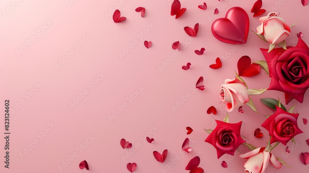 Elegant Valentine's flat lay banner with copy space Elegant Valentine's flat lay banner with copy space