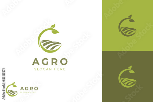 Agro Farm logo icon design, leaf plant with land graphic element symbol, sign for agriculture vector logo template