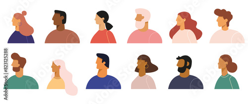 Flat illustration. Men and women in different styles. Avatar, user profile, person icon, profile picture. Suitable for social media profiles, icons, screensavers and as a template...