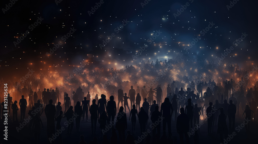 Mysterious Gathering Under a Starry Night Sky
