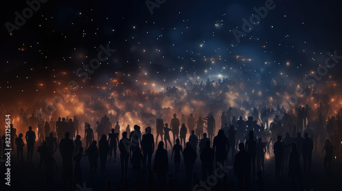 Mysterious Gathering Under a Starry Night Sky