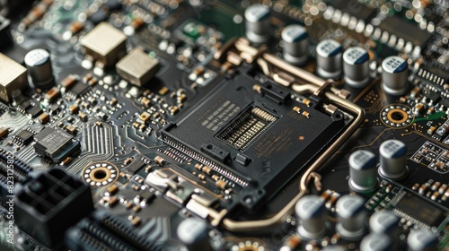 computer motherboard with intricate electronic components and microchips
