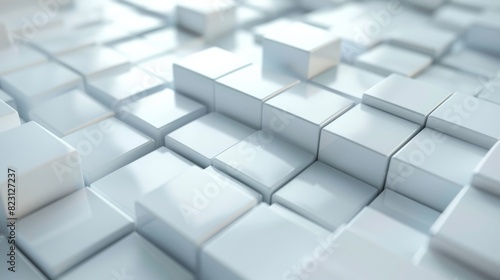 3D abstract render  white squares  geometric background