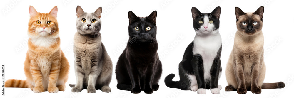 Obraz premium Cute cats png element set on transparent background