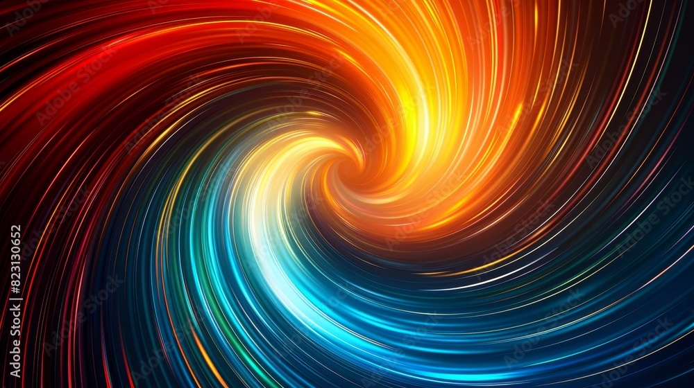 Abstract background with colorful curve lines going from shiny center. Technology concept with rainbow swirls, digital data stream, cable connection, energy waves, realistic 3D modern radiance. Abstract background with colorful curve lines going from shiny center. Technology concept with rainbow swirls, digital data stream, cable connection, energy waves, realistic 3D modern radiance.