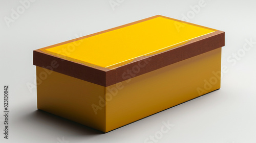 Mustard yellow box, rectangular with a brown lid, radiates warmth and invitation. photo