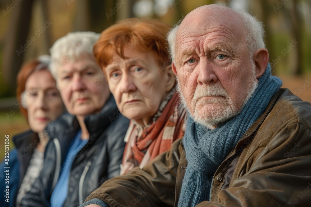 Portrait of elderly people in the park. Selective focus. Portrait of elderly people in the park. Selective focus.