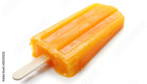 Orange Popsicle on White Background Closeup