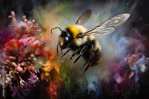 a bee flying near a flower © Florin