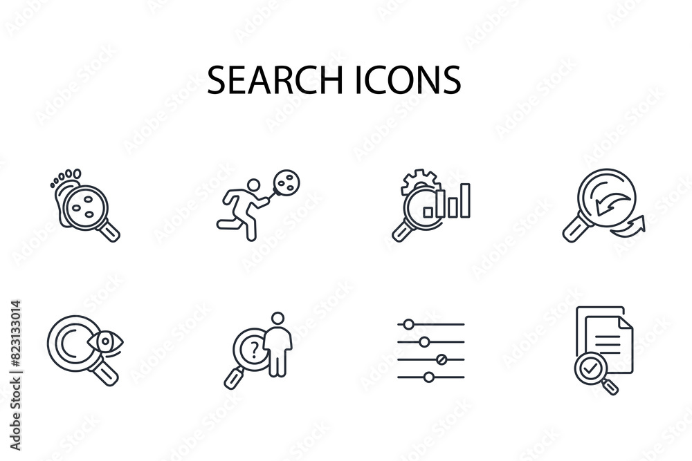 search icon set.vector.Editable stroke.linear style sign for use web design,logo.Symbol illustration. search icon set.vector.Editable stroke.linear style sign for use web design,logo.Symbol illustration.
