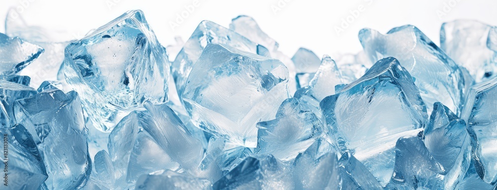 Crystal Clear Ice Cubes on Blue Backdrop Crystal Clear Ice Cubes on Blue Backdrop