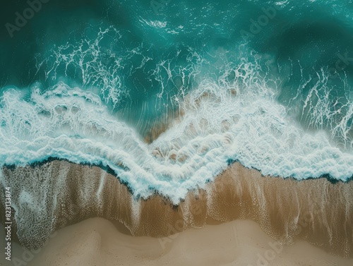 Serene Aerial Seascape with Crashing Waves
