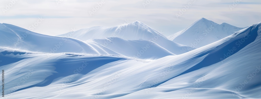 Serene Snow-Covered Mountain Peaks Panoramic View Serene Snow-Covered Mountain Peaks Panoramic View