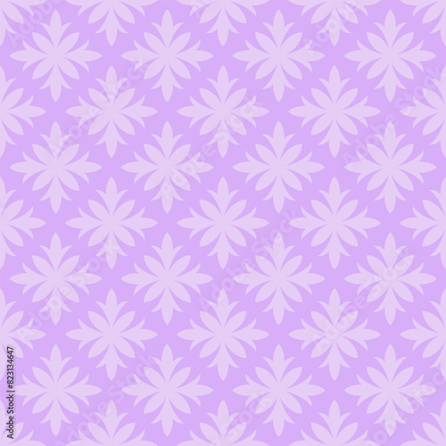 Purple seamless pattern with purple abstract flowers