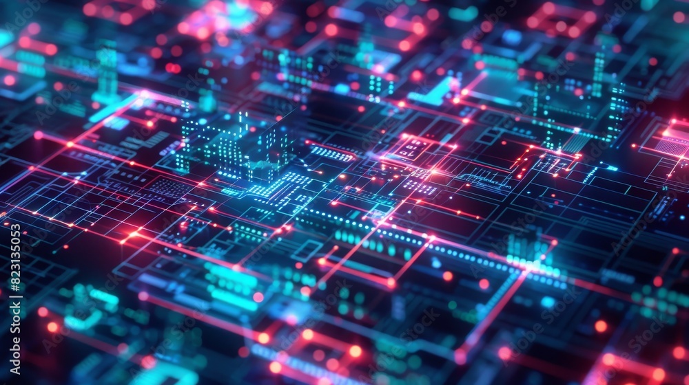 Animated background. 3D rendered isometric computer software technology. Computer, laptop, phone, tech icons of mobile applications, desktop computer development software. IT background. Animated background. 3D rendered isometric computer software technology. Computer, laptop, phone, tech icons of mobile applications, desktop computer development software. IT background.