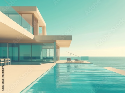 Modern Beachfront Villa with Infinity Pool at Sunset