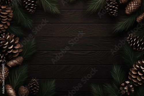 pine cones and pinecones on a black background photo
