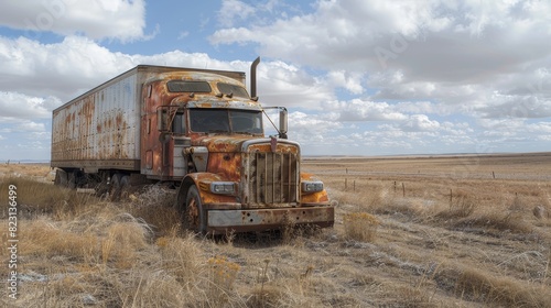 Wallpaper Mural A red semi truck is stuck in the snow Torontodigital.ca