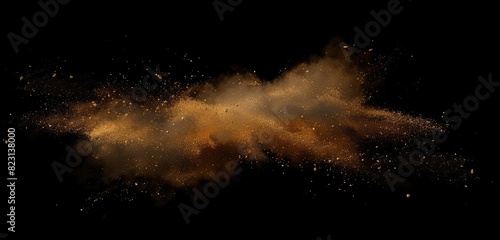 Golden Dust Explosion on Black Background