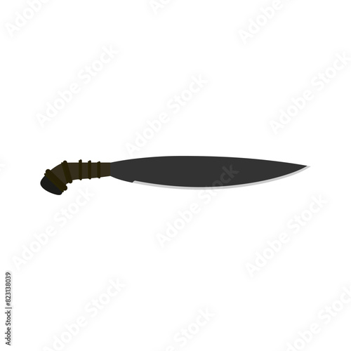 barong machete flat design vector illustration isolated on white background. Machete, Infantry Kukri blade flat color. crossed military knives