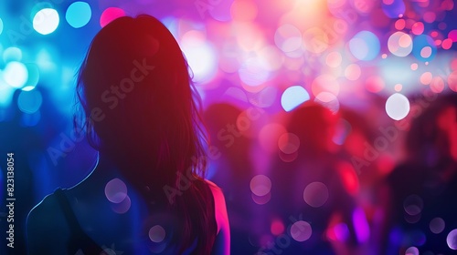 ESTP thriving in a lively social event, close up, focus on energy, ethereal, composite, nightclub backdrop photo