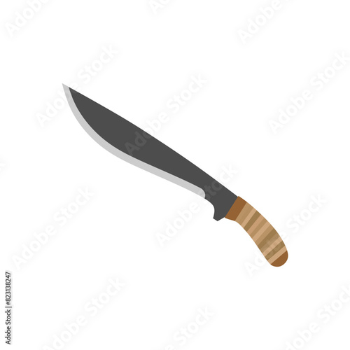 barong machete flat design vector illustration isolated on white background. Machete, Infantry Kukri blade flat color. crossed military knives