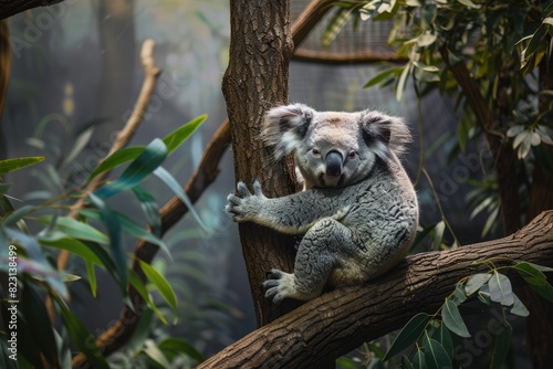 A Koala Perched Gracefully on a Tree Branch