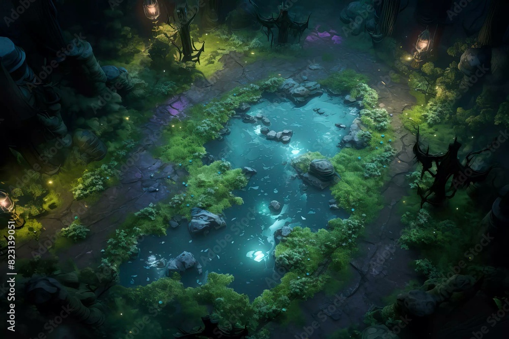 DnD Battlemap Enchanted Forest Glade - A Spot in the.jpg: Magical forest glade with sunlight filtering through trees. DnD Battlemap Enchanted Forest Glade - A Spot in the.jpg: Magical forest glade with sunlight filtering through trees.