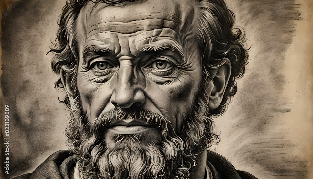 Charcoal portrait illustration of apostle paul Charcoal portrait illustration of apostle paul