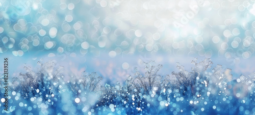 Frosty Winter Wonderland with Sparkling Bokeh Lights photo