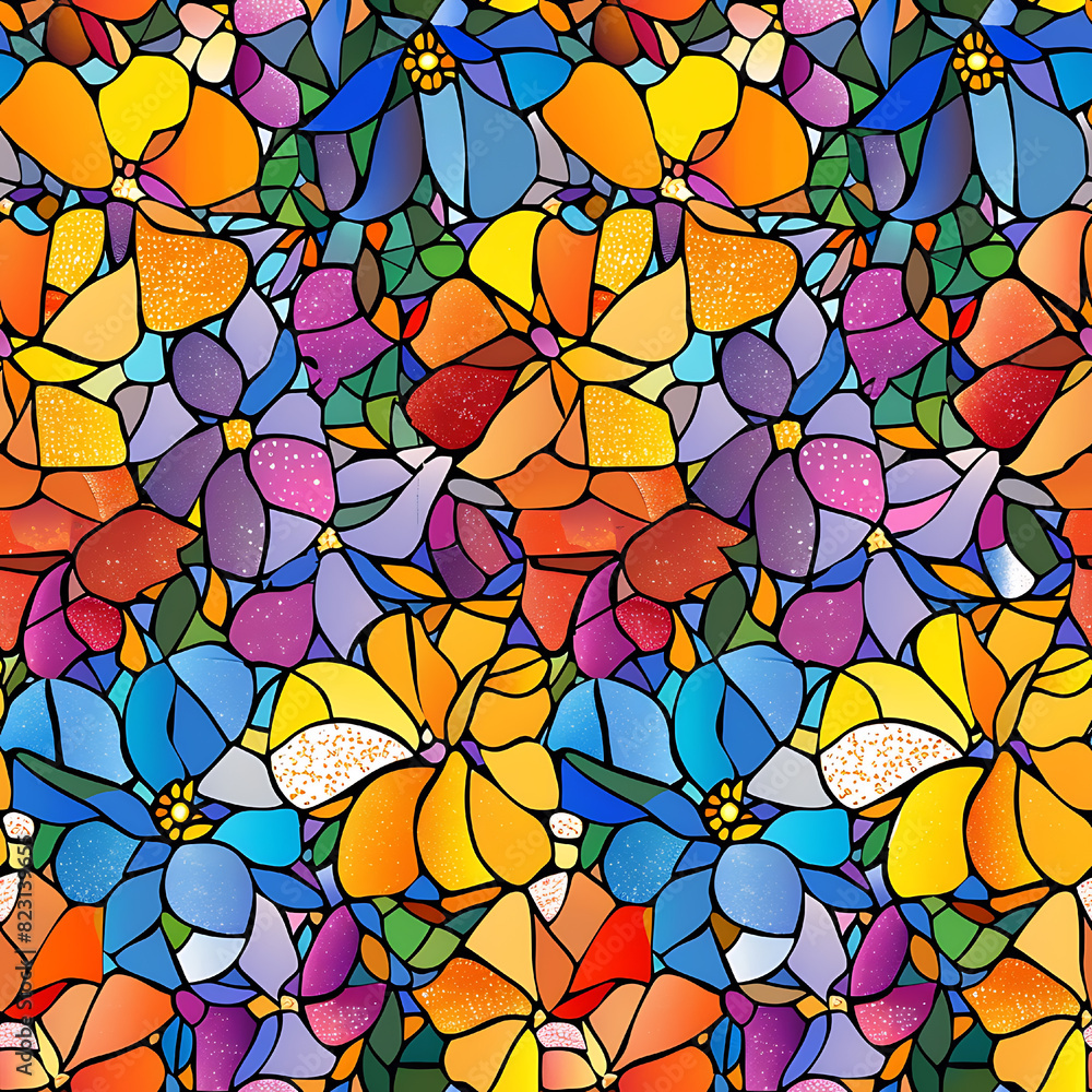 Stained Glass Colorful seamless patterns