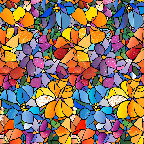 Stained Glass Colorful seamless patterns