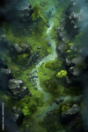 DnD Battlemap a_dense_mis - A dense mist cloaking a mystical forest. 